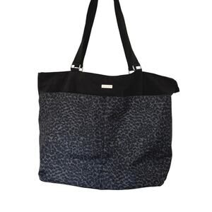 Baggallini Large Carry-All Travel Tote Black Gray Leopard Animal Print